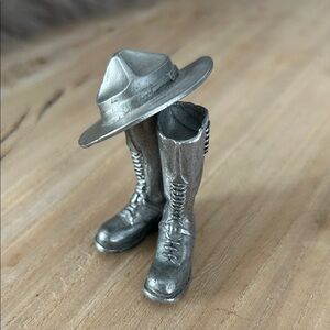Pewter Silver Hat and cowboy Boots Figurine